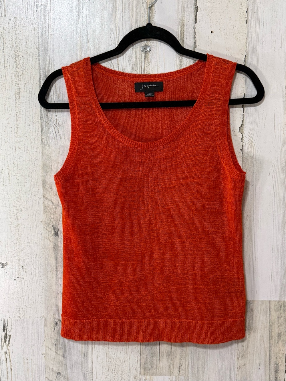 Josephine Bright Orange Knit Top - Scoop Neck Sleeveless